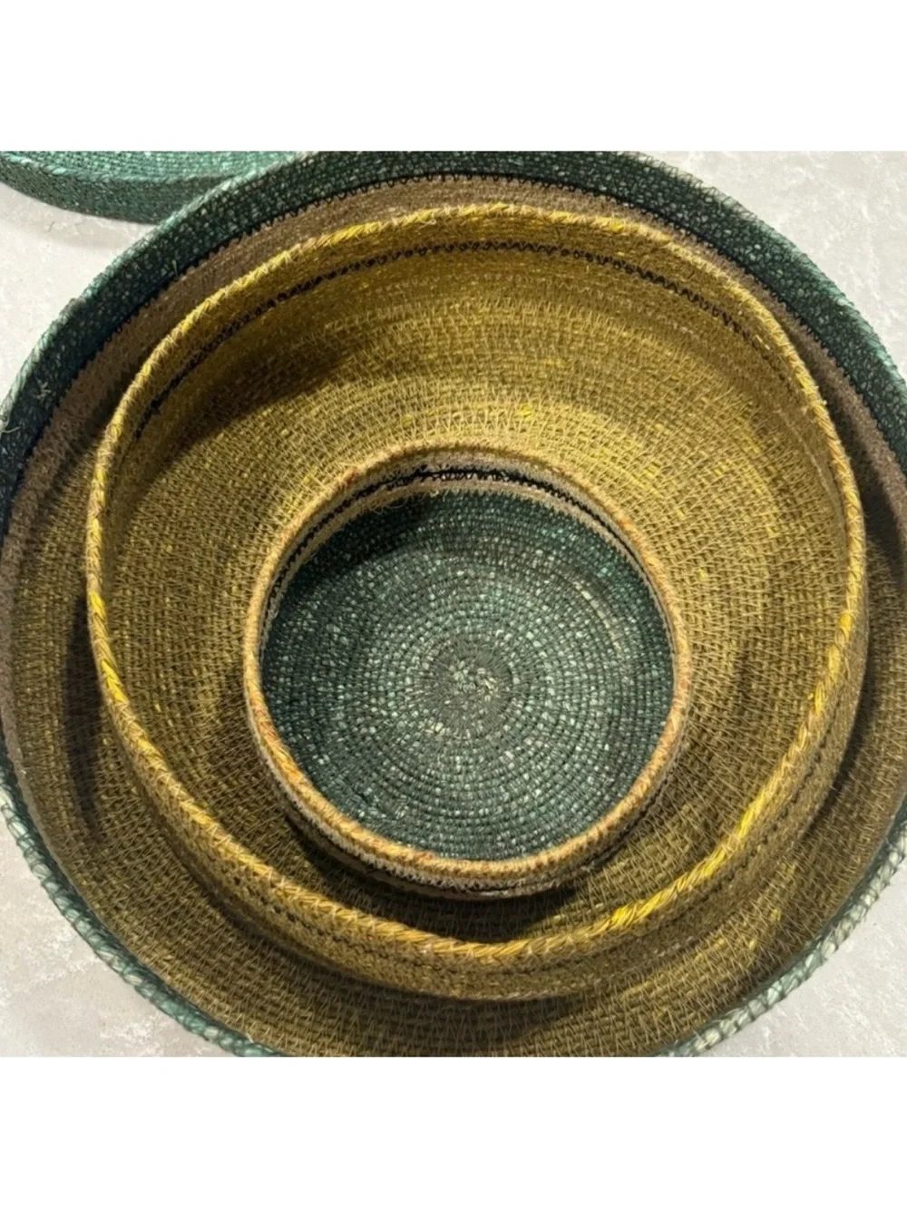 Handwoven Natural Fiber Nesting Storage Baskets Set of 3 w/Lid Boho Decor